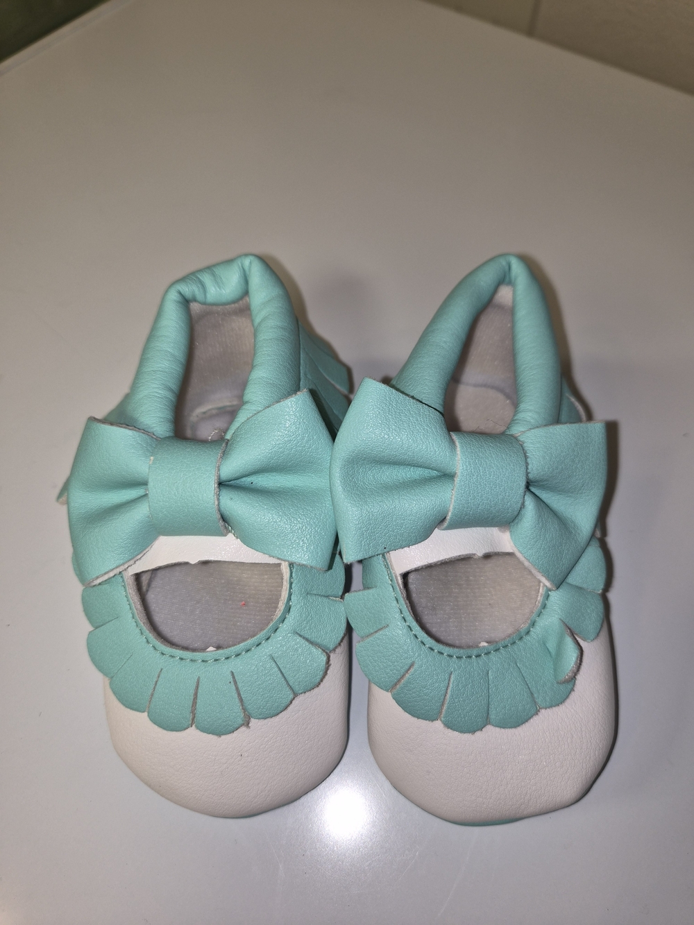 Toddler Mint Bow Mary Jane Moccasin Shoes